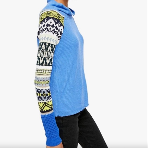 NWT Free People Prism Sweater Blue Bell Combo Size XS - Picture 2 of 12